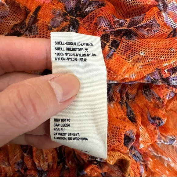 Free people orange ruched deep V-neck top - Picture 4 of 7